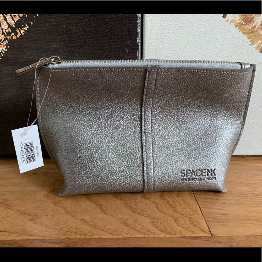 NWT Space NK beauty makeup toiletry bag silver zip
